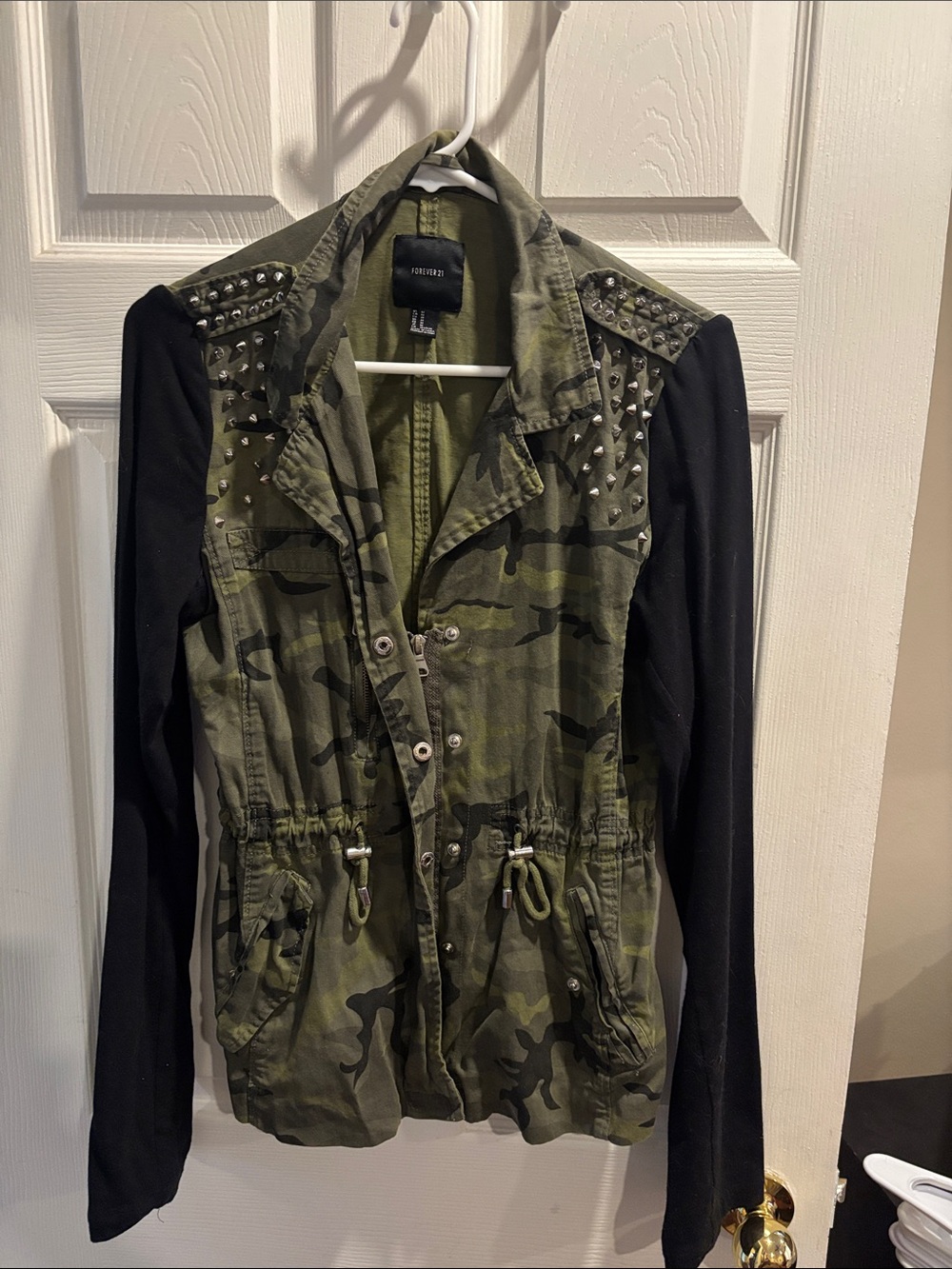 Forever 21 Camo Utility Jacket with Black Sleeves